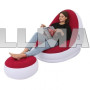 Надувной диван с пуфом Air Sofa Надувное велюровое кресло с пуфиком красно-белый